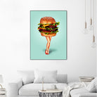 Cheeseburger Girl by Kelly Gilleran on GIANT ART - blue mixed media