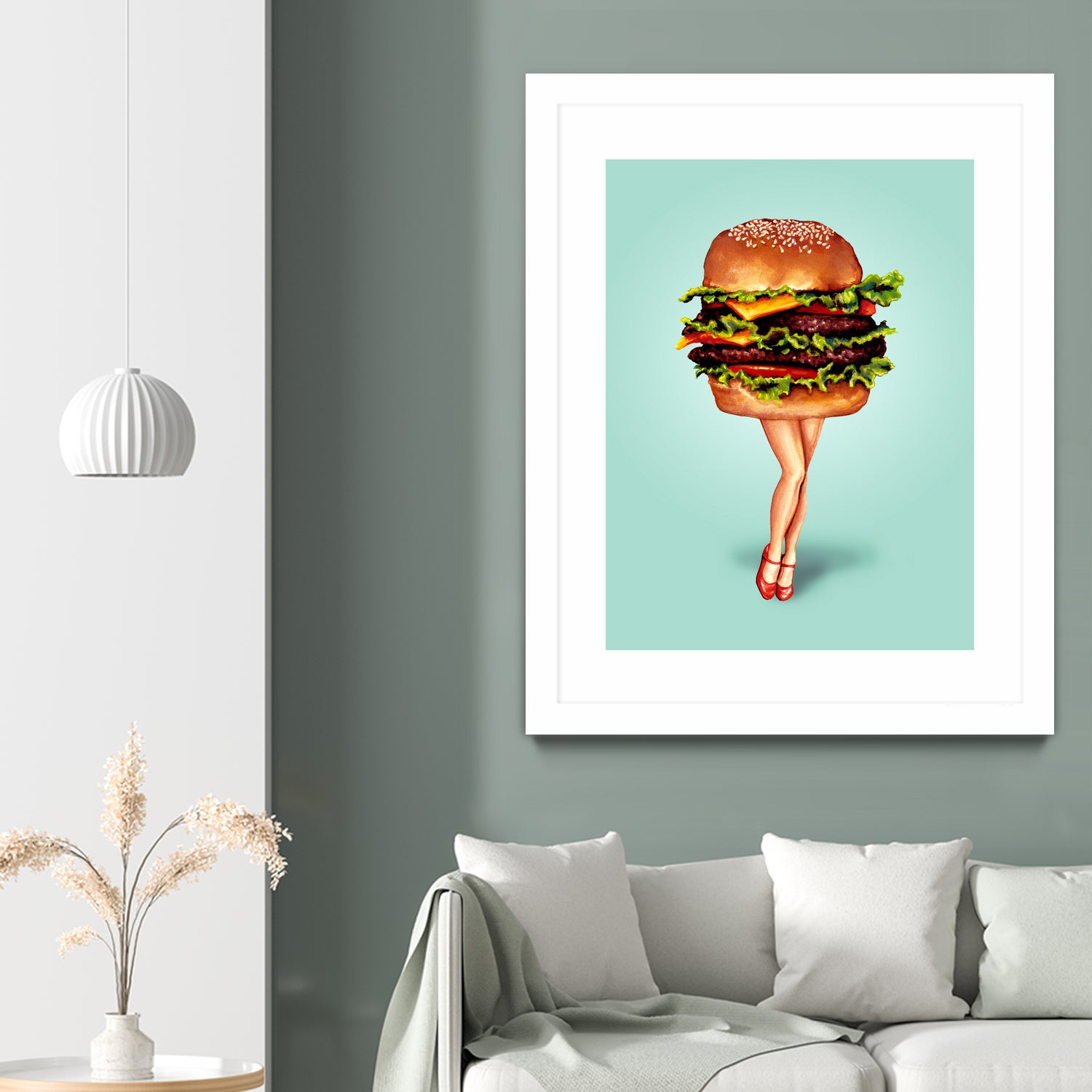 Cheeseburger Girl by Kelly Gilleran on GIANT ART - blue mixed media