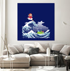 Ponyo and the Great Kanagawa wave by Stefano Piga on GIANT ART - blue digital drawing