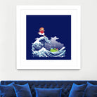 Ponyo and the Great Kanagawa wave by Stefano Piga on GIANT ART - blue digital drawing