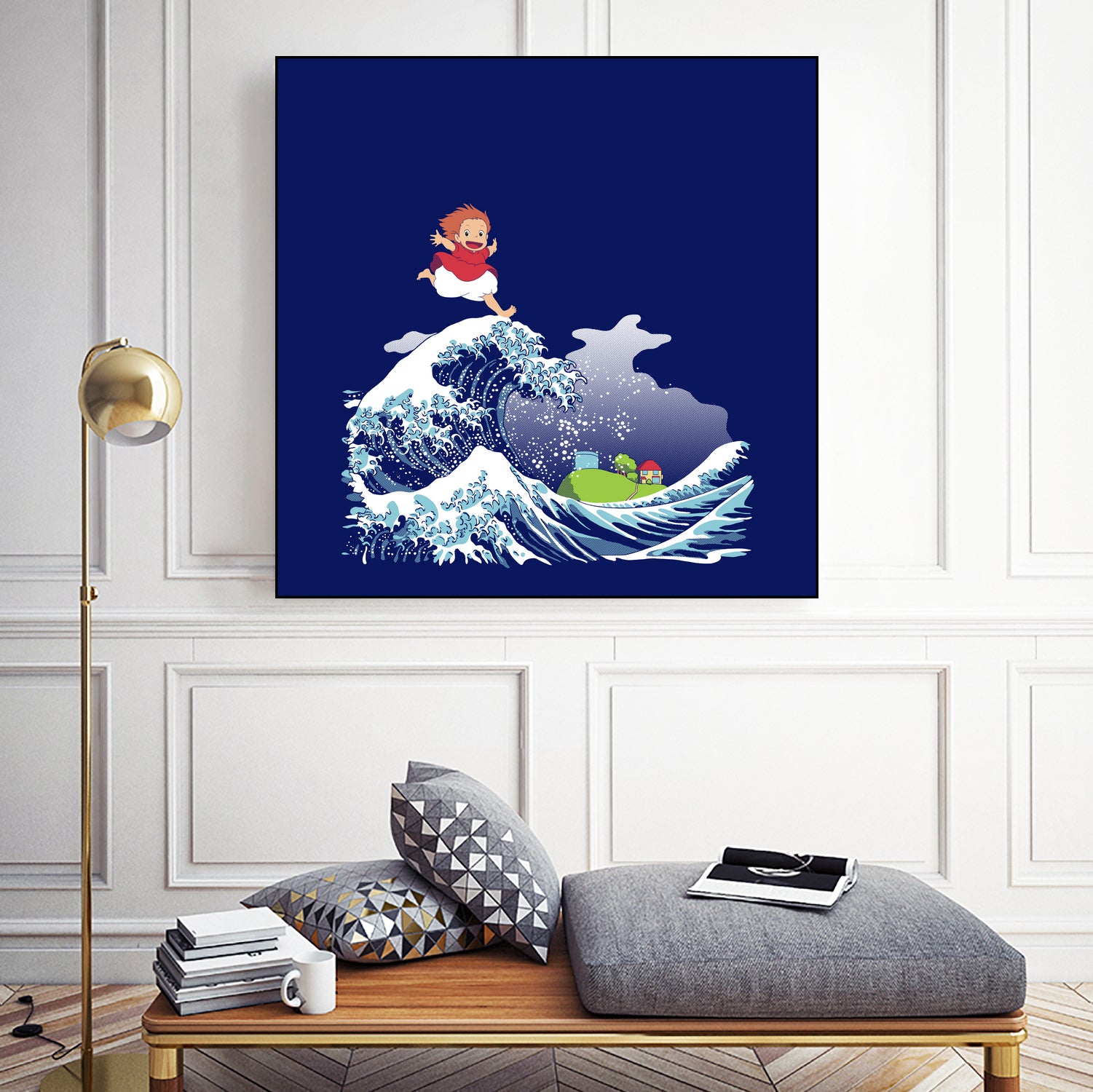 Ponyo and the Great Kanagawa wave by Stefano Piga on GIANT ART - blue digital drawing