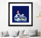 Ponyo and the Great Kanagawa wave by Stefano Piga on GIANT ART - blue digital drawing