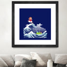 Ponyo and the Great Kanagawa wave by Stefano Piga on GIANT ART - blue digital drawing