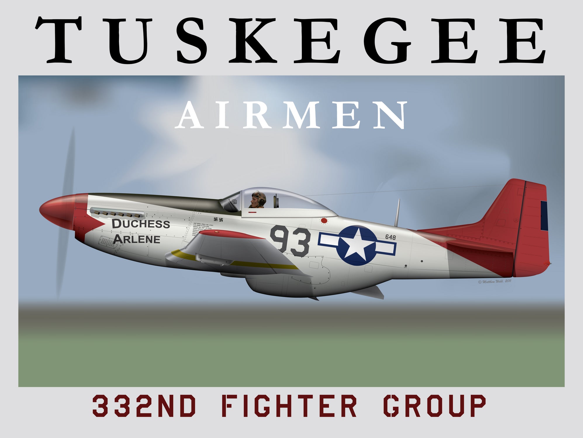 Duchess Arlene Of The Tuskegee Airmen by Matthew Webb on GIANT ART - gray digital drawing