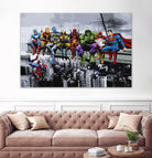 Marvel DC Superheroes Lunch Rendezvous by Dan Avenell on GIANT ART - blue digital painting