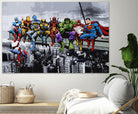 Marvel DC Superheroes Lunch Rendezvous by Dan Avenell on GIANT ART - blue digital painting