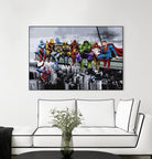 Marvel DC Superheroes Lunch Rendezvous by Dan Avenell on GIANT ART - blue digital painting