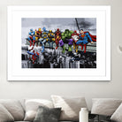 Marvel DC Superheroes Lunch Rendezvous by Dan Avenell on GIANT ART - blue digital painting