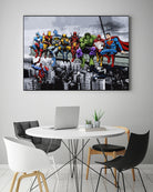 Marvel DC Superheroes Lunch Rendezvous by Dan Avenell on GIANT ART - blue digital painting