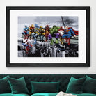 Marvel DC Superheroes Lunch Rendezvous by Dan Avenell on GIANT ART - blue digital painting