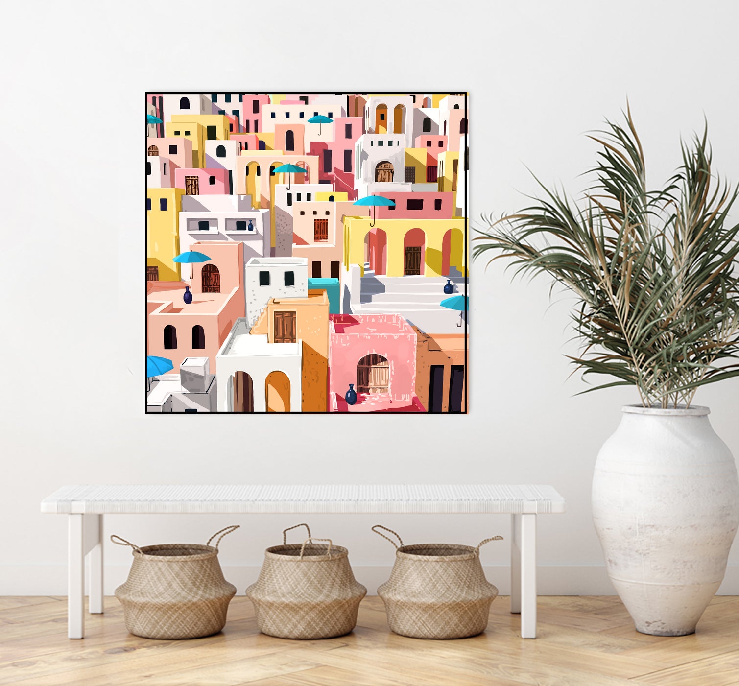 Pastel Cityscape by Uma Gokhale on GIANT ART - pink digital painting