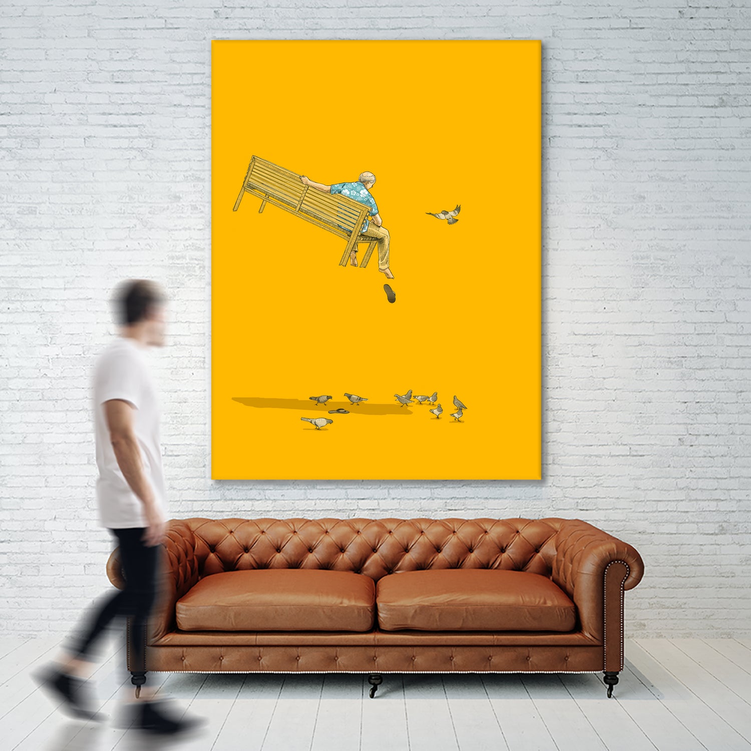 Float - With the pigeons by Jason Ratliff on GIANT ART - yellow digital painting