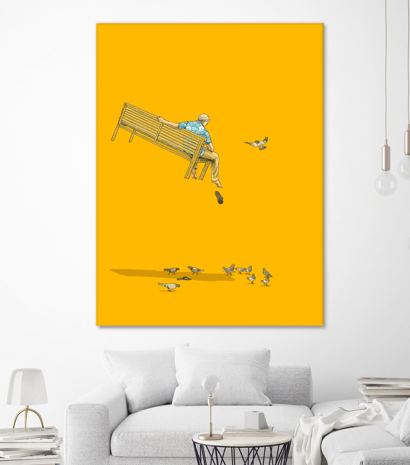 Float - With the pigeons by Jason Ratliff on GIANT ART - yellow digital painting