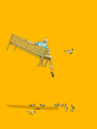 Float - With the pigeons by Jason Ratliff on GIANT ART - yellow digital painting