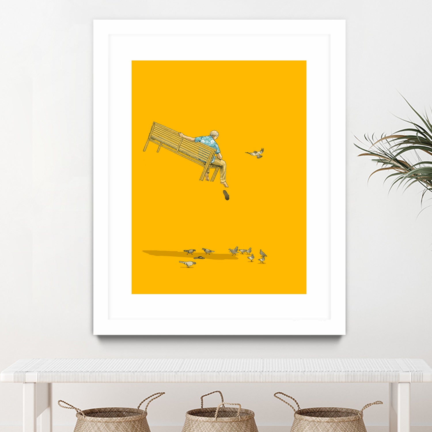 Float - With the pigeons by Jason Ratliff on GIANT ART - yellow digital painting