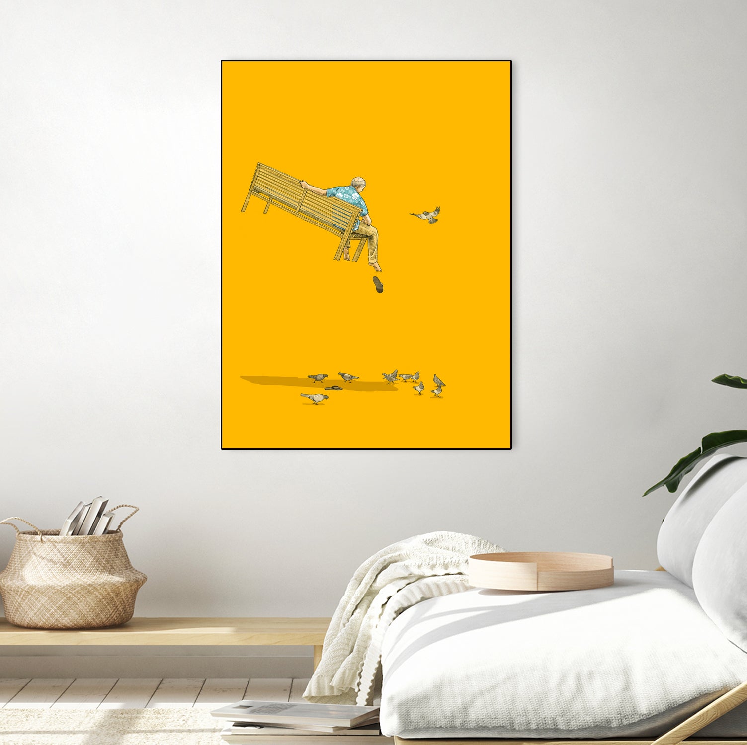 Float - With the pigeons by Jason Ratliff on GIANT ART - yellow digital painting