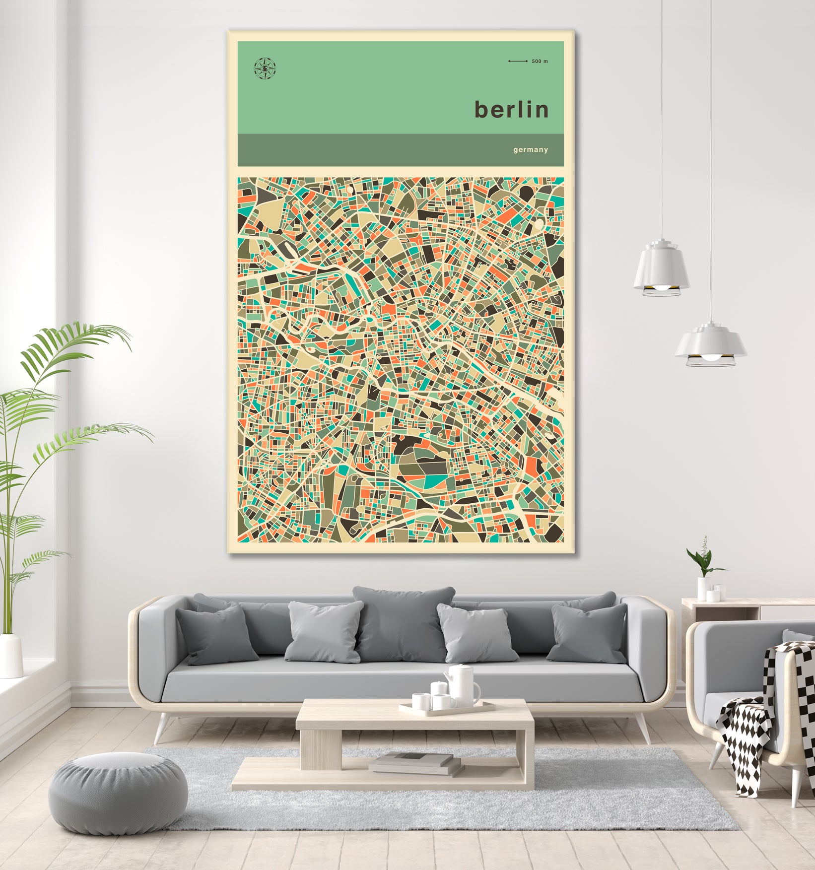 Berlin Map by Jazzberry Blue on GIANT ART - pink vector illustration