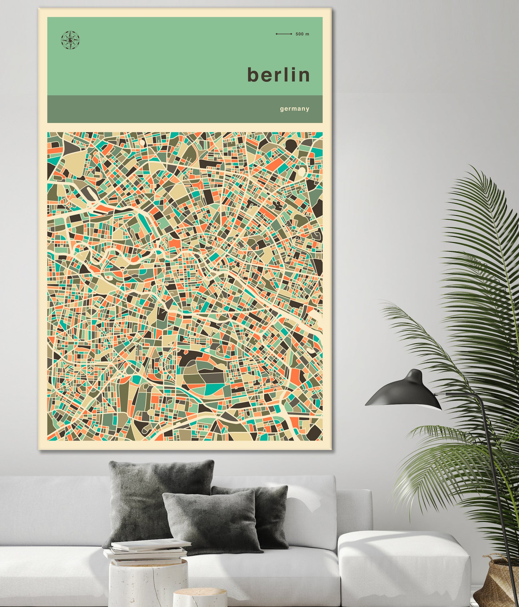 Berlin Map by Jazzberry Blue on GIANT ART - pink vector illustration