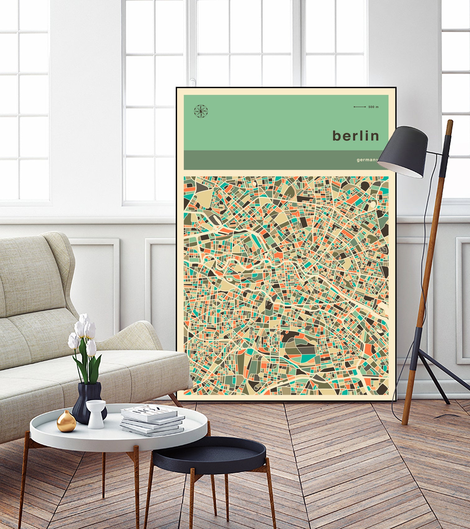 Berlin Map by Jazzberry Blue on GIANT ART - pink vector illustration