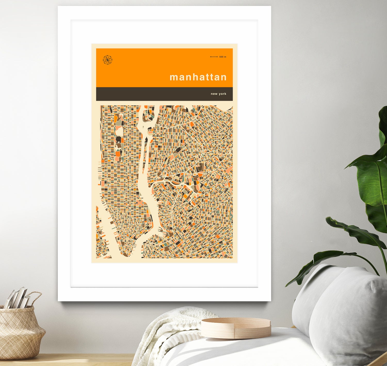 Manhattan Map by Jazzberry Blue on GIANT ART - orange vector illustration