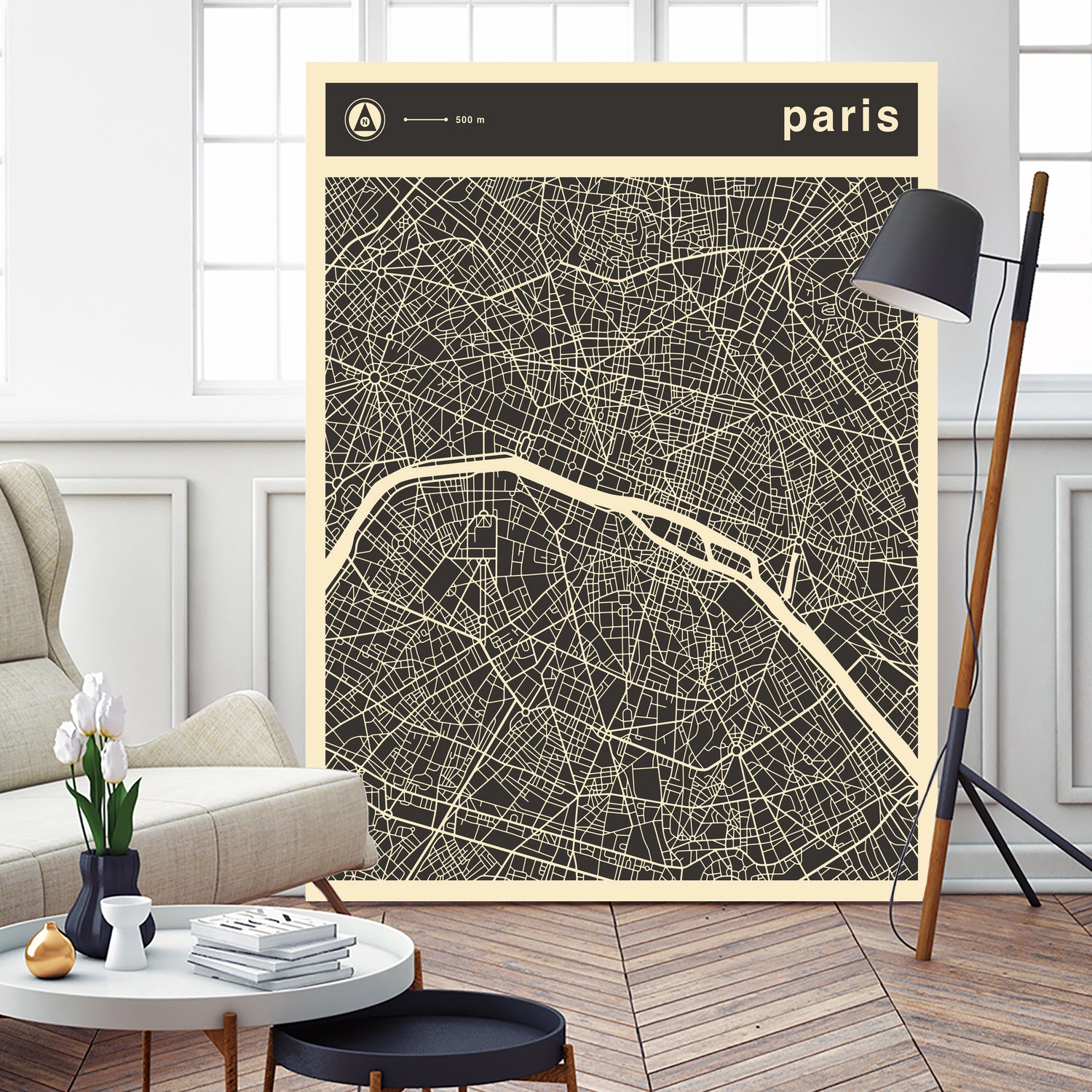 Paris Map 2 by Jazzberry Blue on GIANT ART - black vector illustration