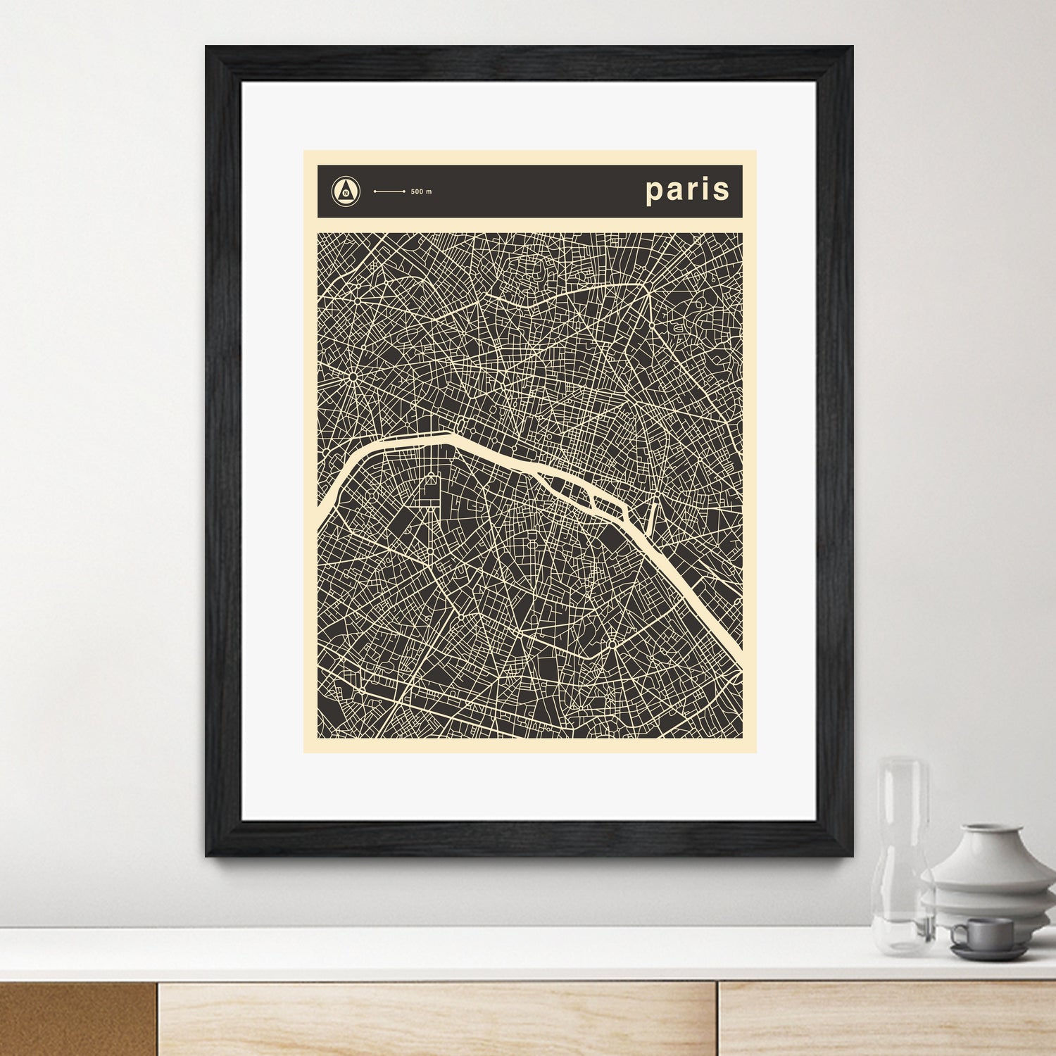 Paris Map 2 by Jazzberry Blue on GIANT ART - black vector illustration