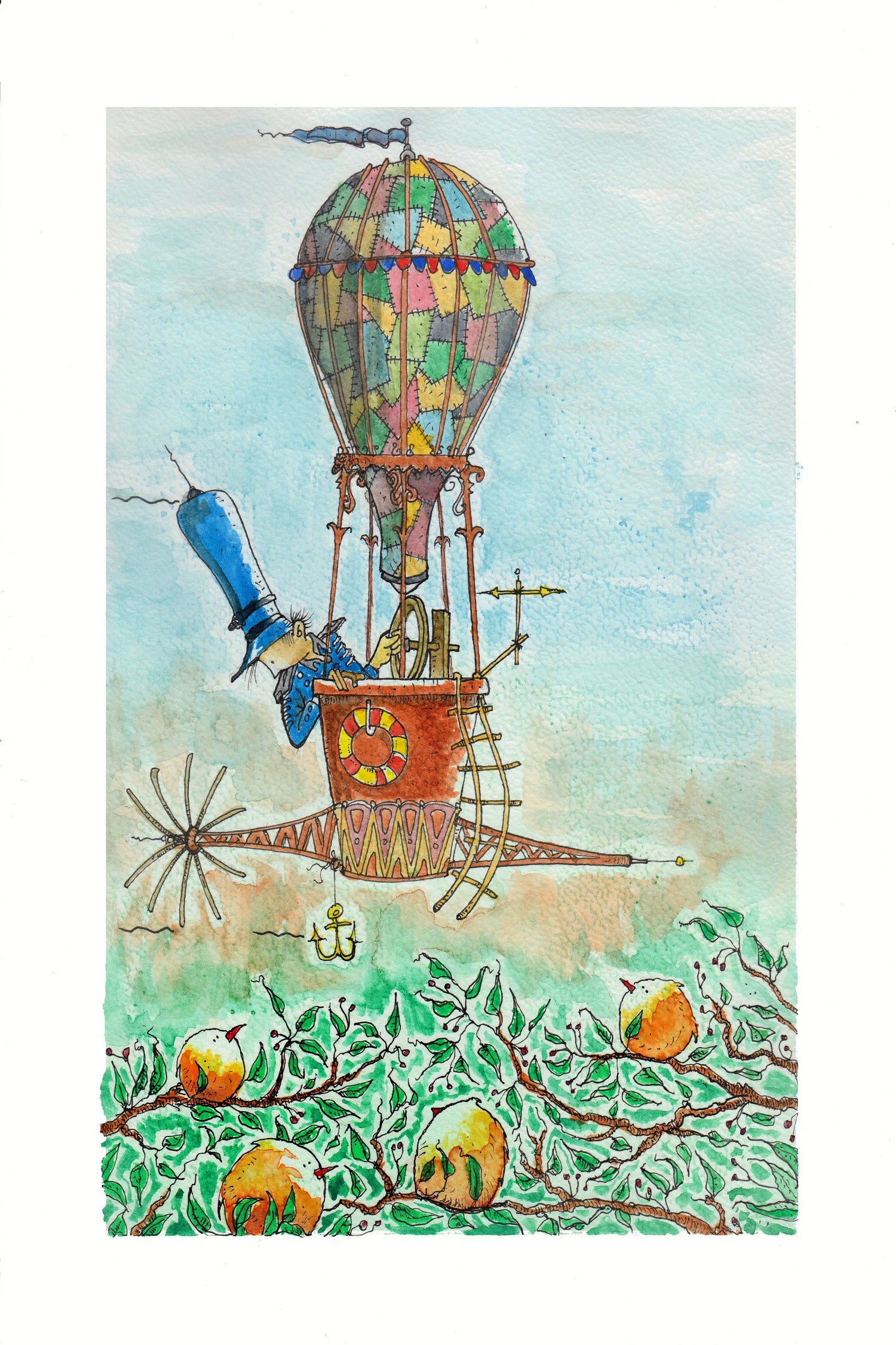 Bird watching by Dorus Verwiel on GIANT ART - blue mixed media