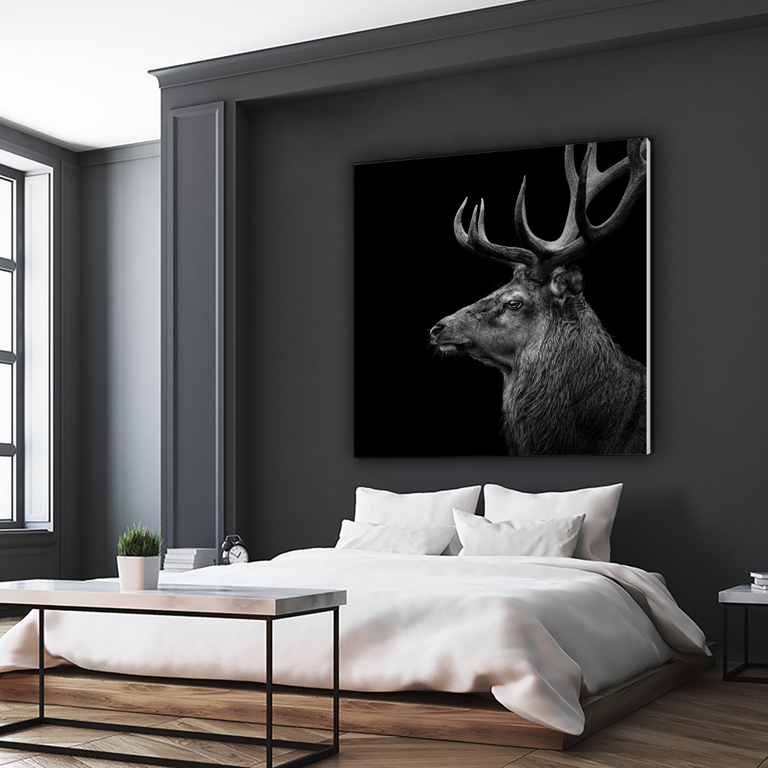 Deer In Black And White by Lukas Holas on GIANT ART - black photo manipulation