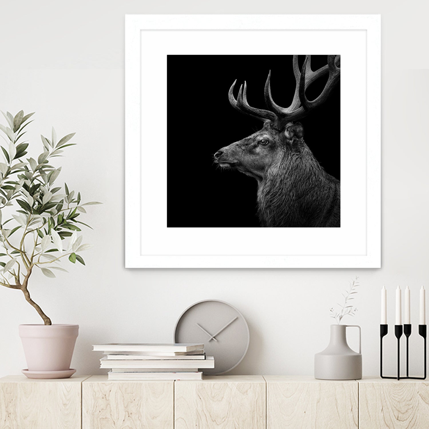 Deer In Black And White by Lukas Holas on GIANT ART - black photo manipulation