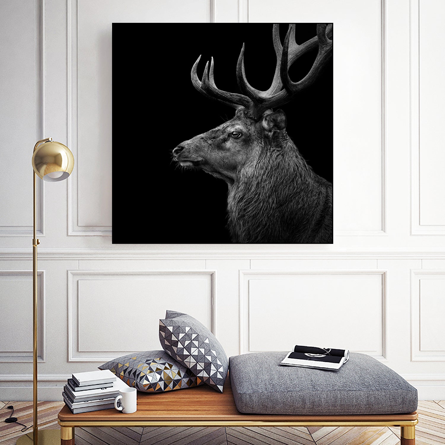 Deer In Black And White by Lukas Holas on GIANT ART - black photo manipulation