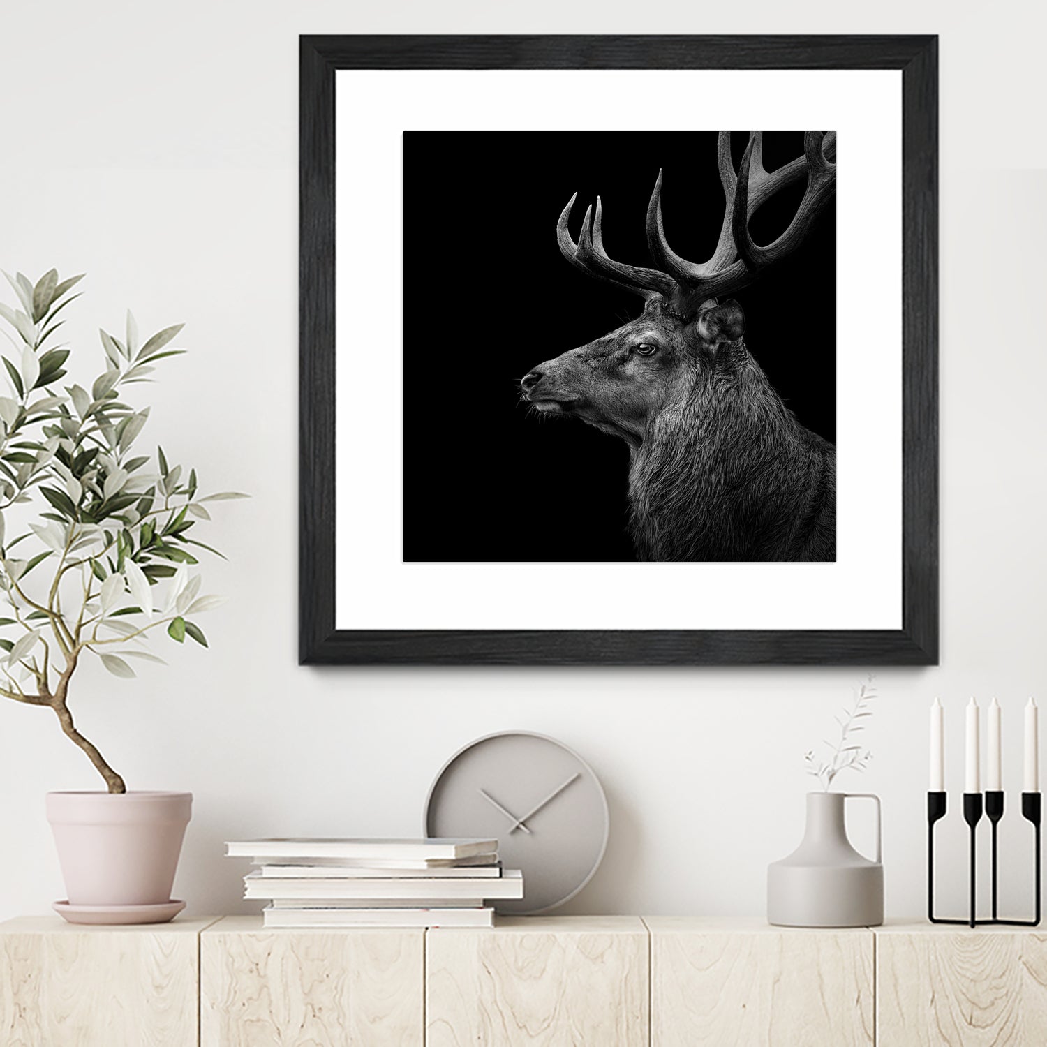 Deer In Black And White by Lukas Holas on GIANT ART - black photo manipulation