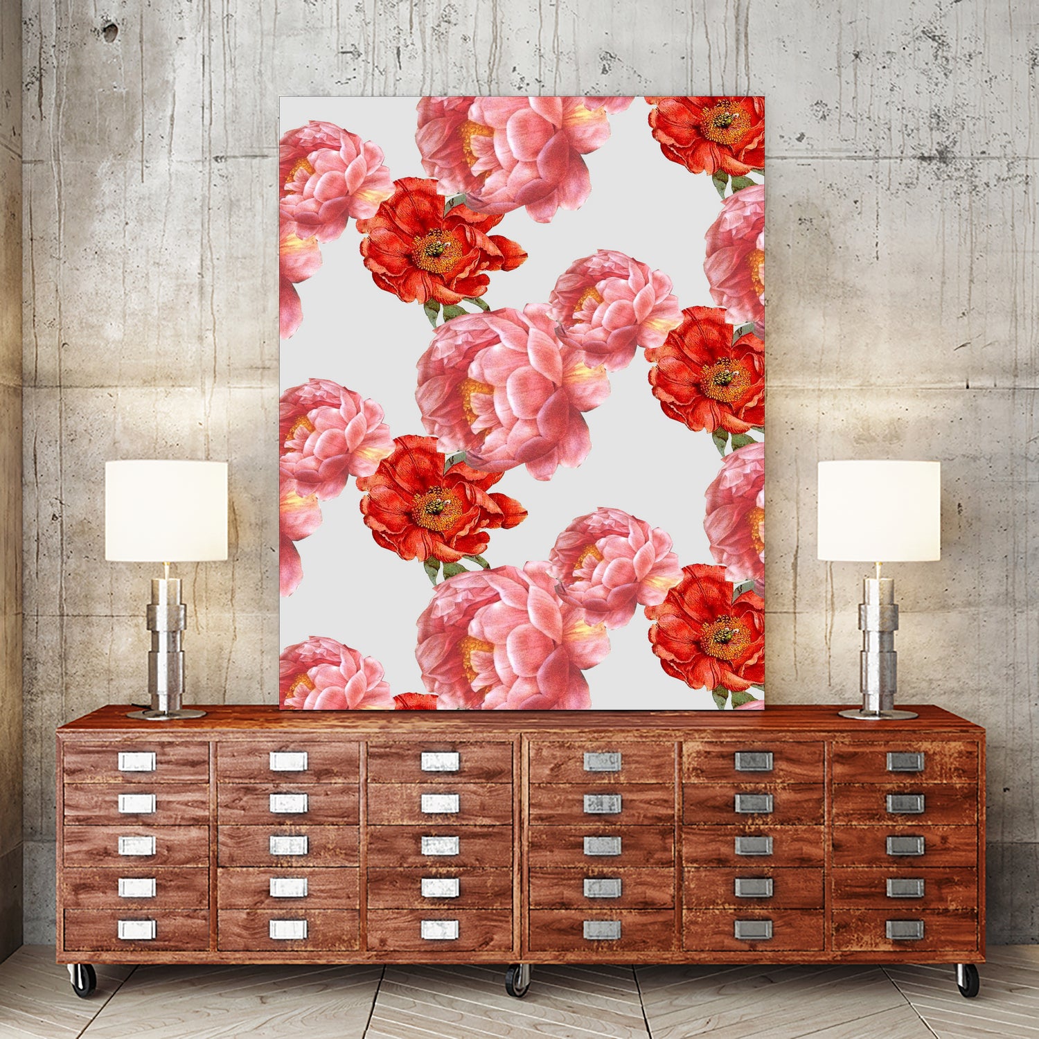 Vintage Floral by laura redburn on GIANT ART - red mixed media