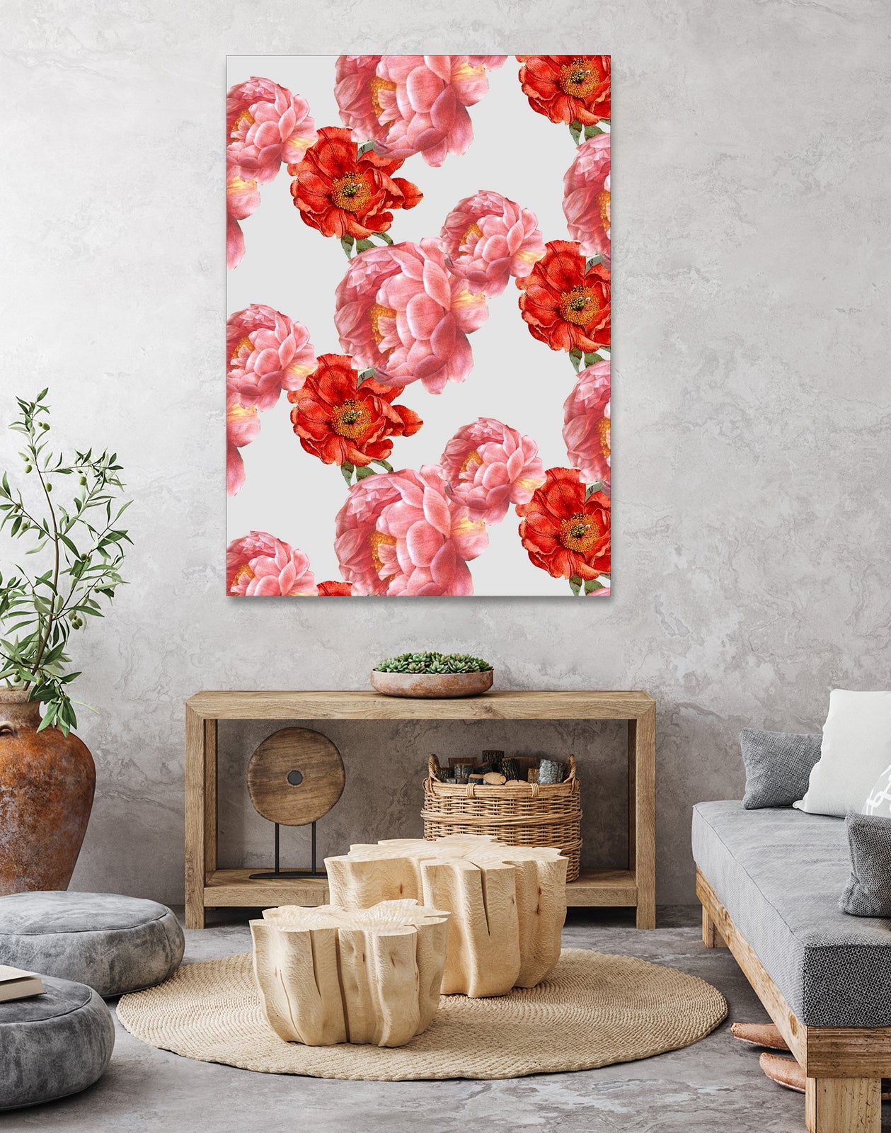 Vintage Floral by laura redburn on GIANT ART - red mixed media