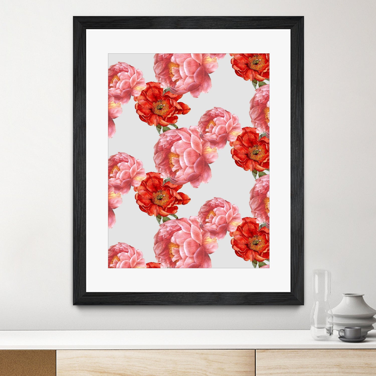 Vintage Floral by laura redburn on GIANT ART - red mixed media