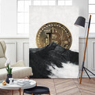 Bitcoin rising behind the mountain by Menelaos Trompoukis on GIANT ART - gray digital painting