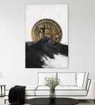 Bitcoin rising behind the mountain by Menelaos Trompoukis on GIANT ART - gray digital painting