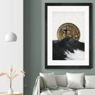 Bitcoin rising behind the mountain by Menelaos Trompoukis on GIANT ART - gray digital painting