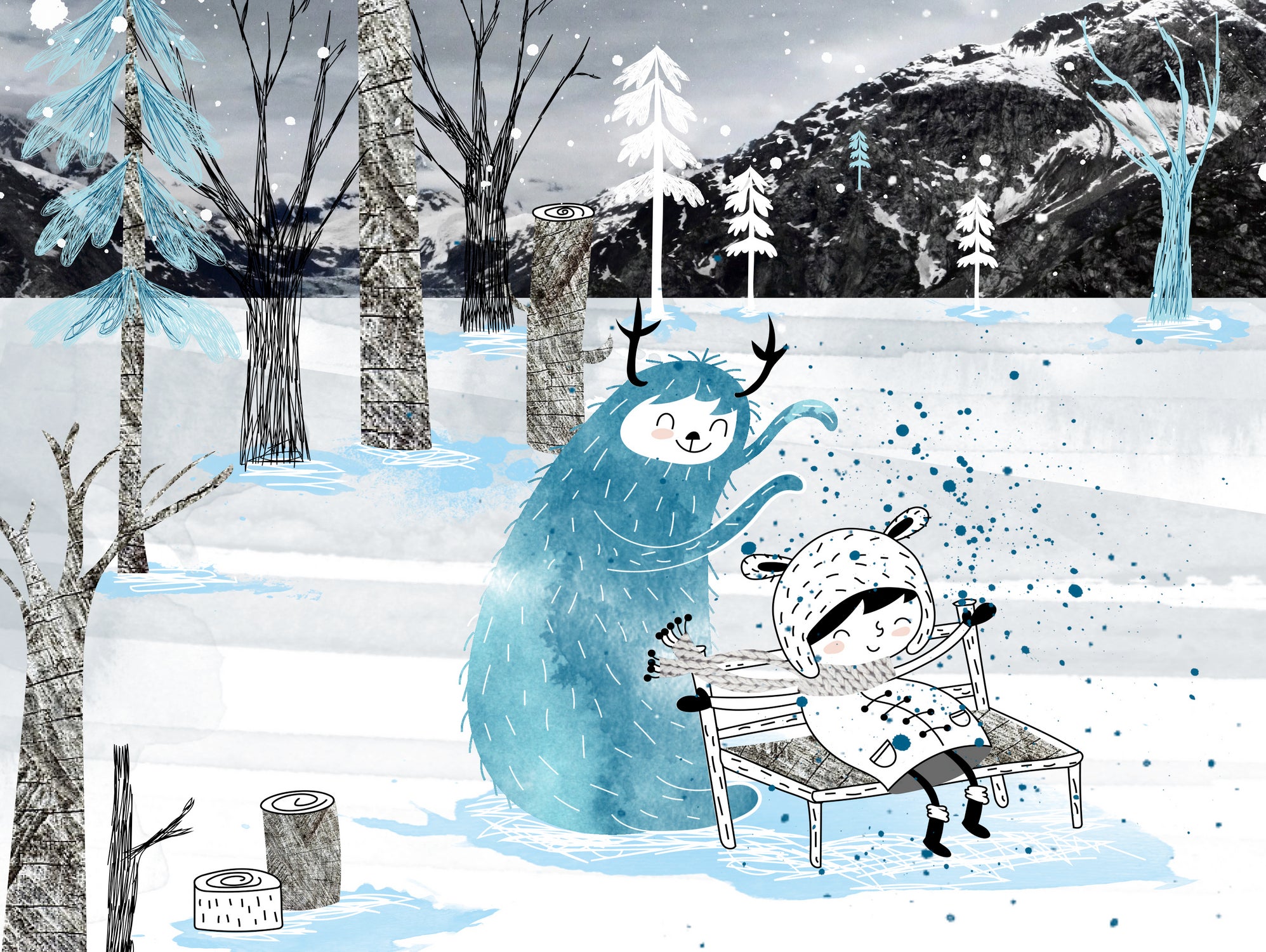 Snow Monster by Holly Hatam on GIANT ART - blue digital painting