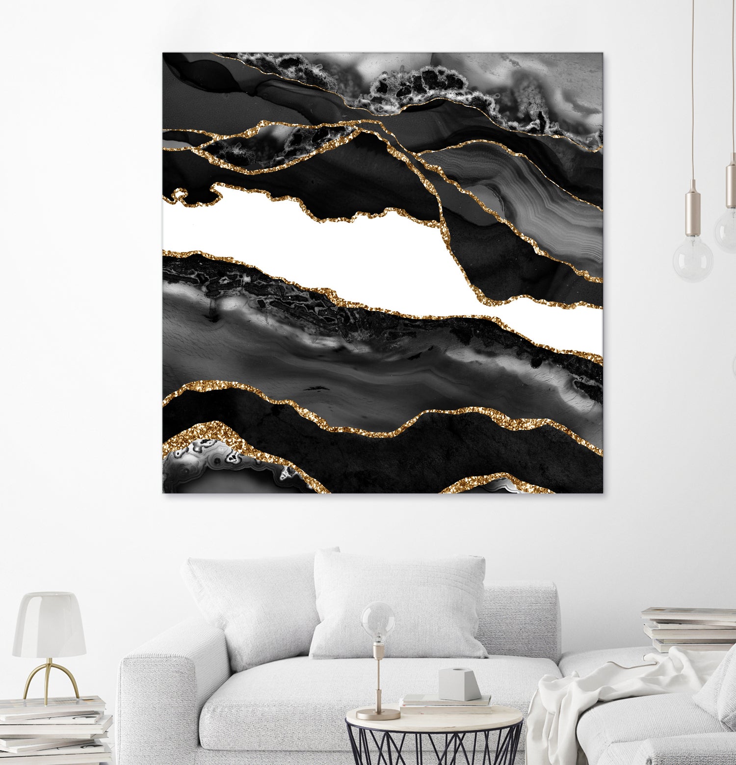 Black & Gold Agate Texture 06 by Isabel Muñoz on GIANT ART - black digital painting