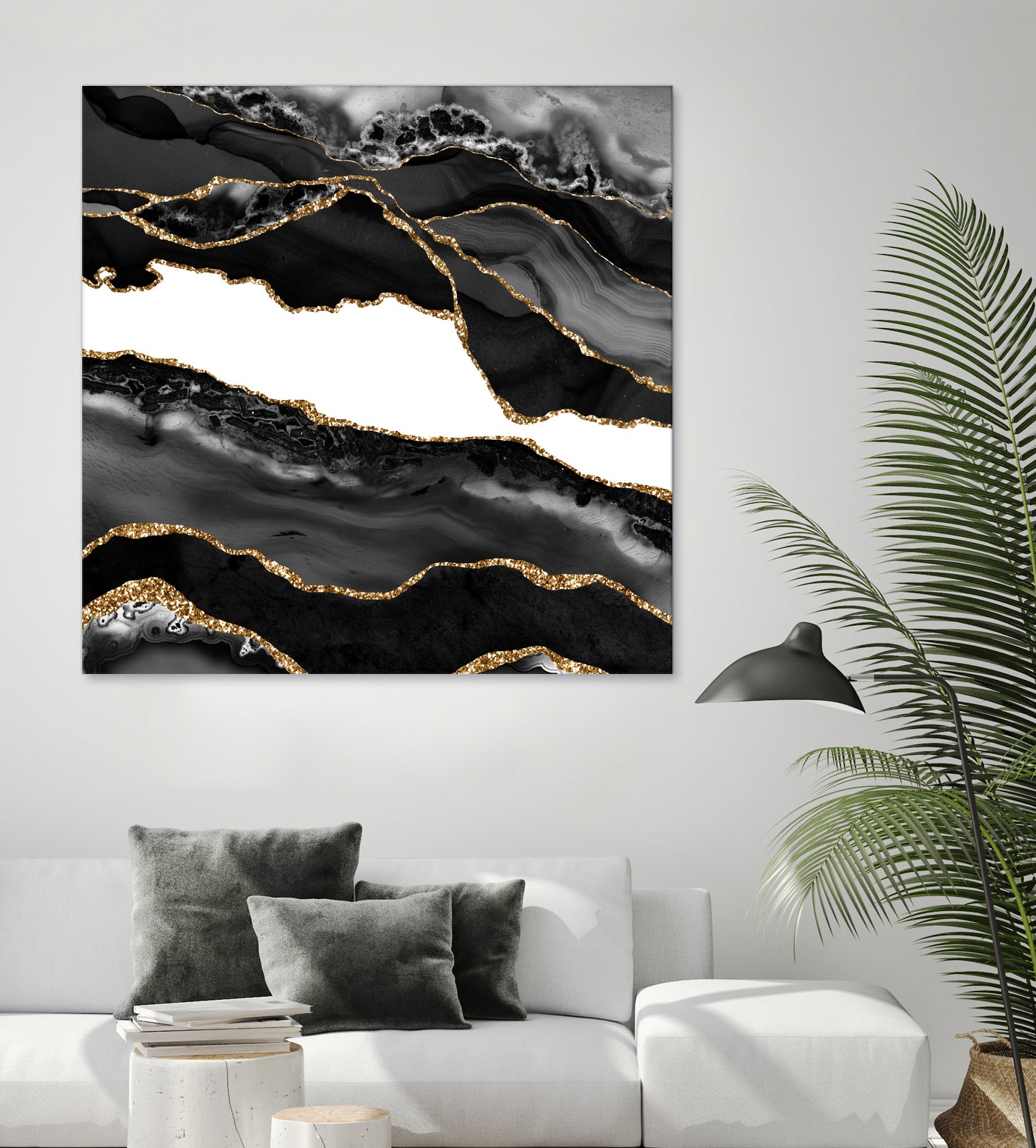 Black & Gold Agate Texture 06 by Isabel Muñoz on GIANT ART - black digital painting