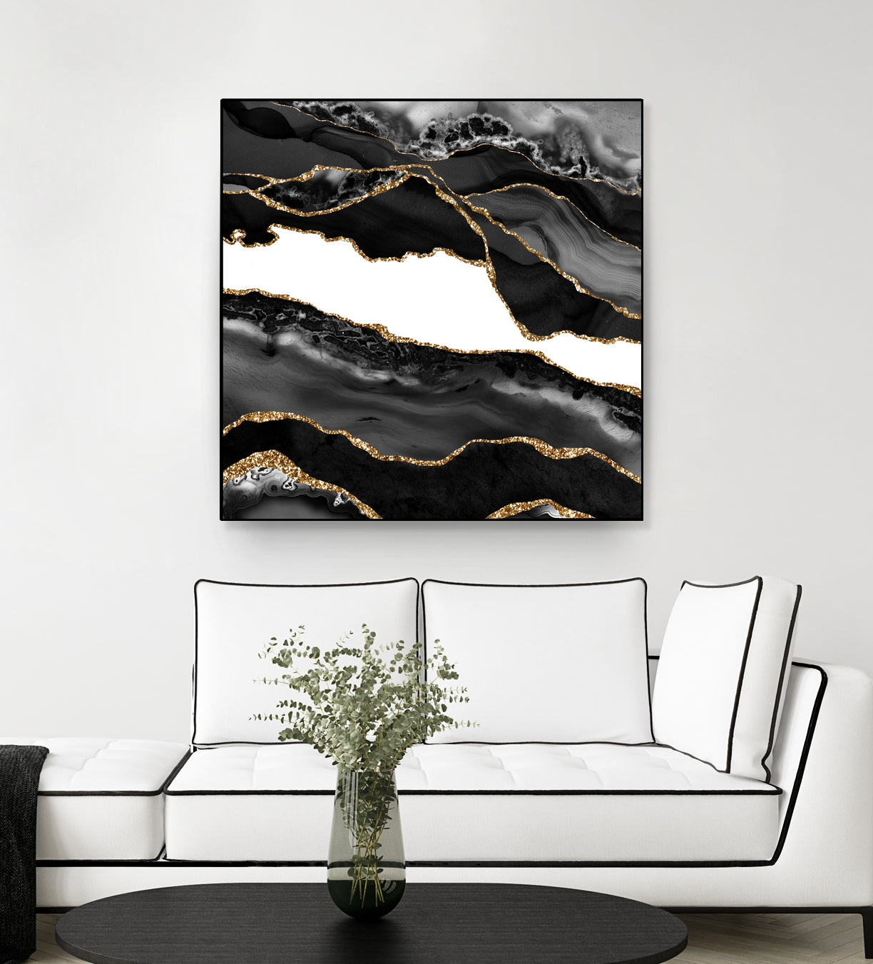 Black & Gold Agate Texture 06 by Isabel Muñoz on GIANT ART - black digital painting