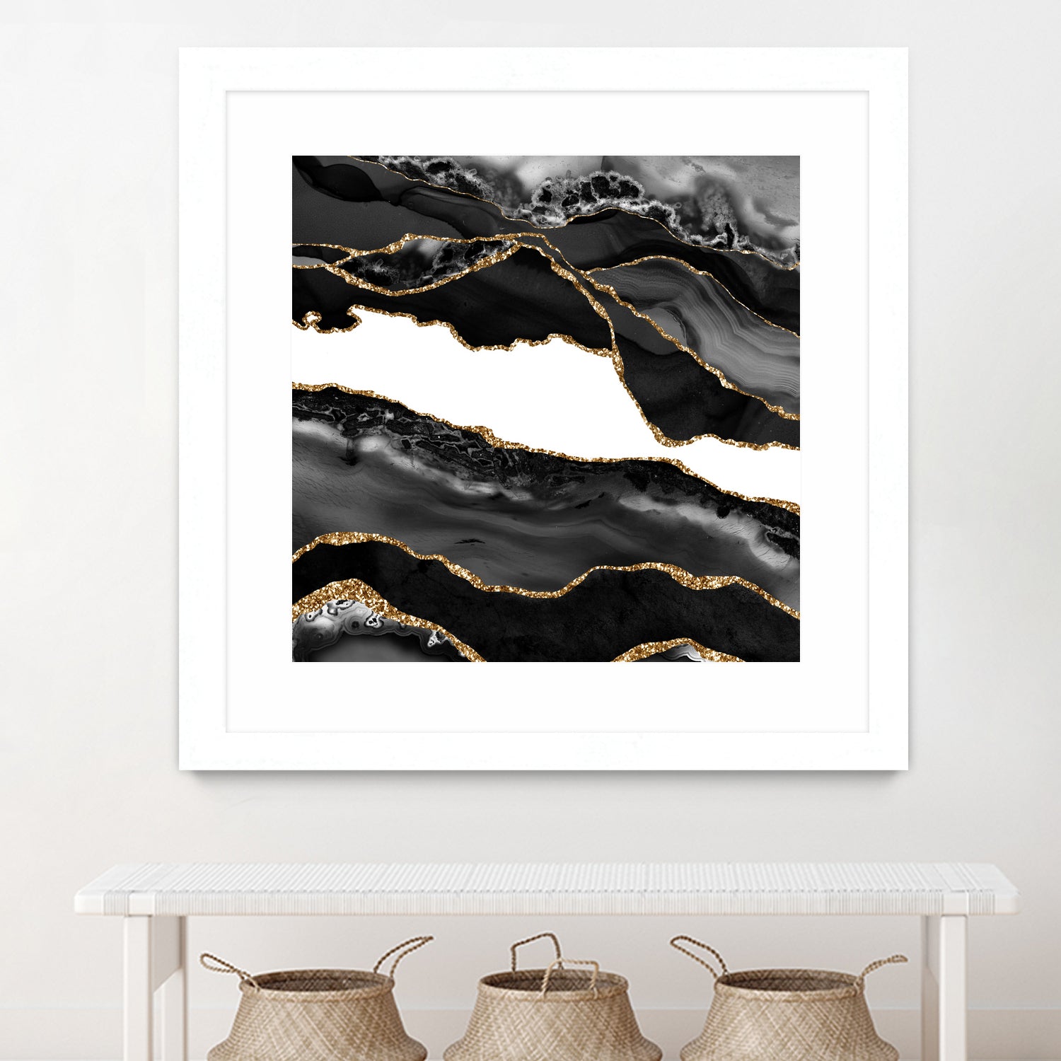 Black & Gold Agate Texture 06 by Isabel Muñoz on GIANT ART - black digital painting