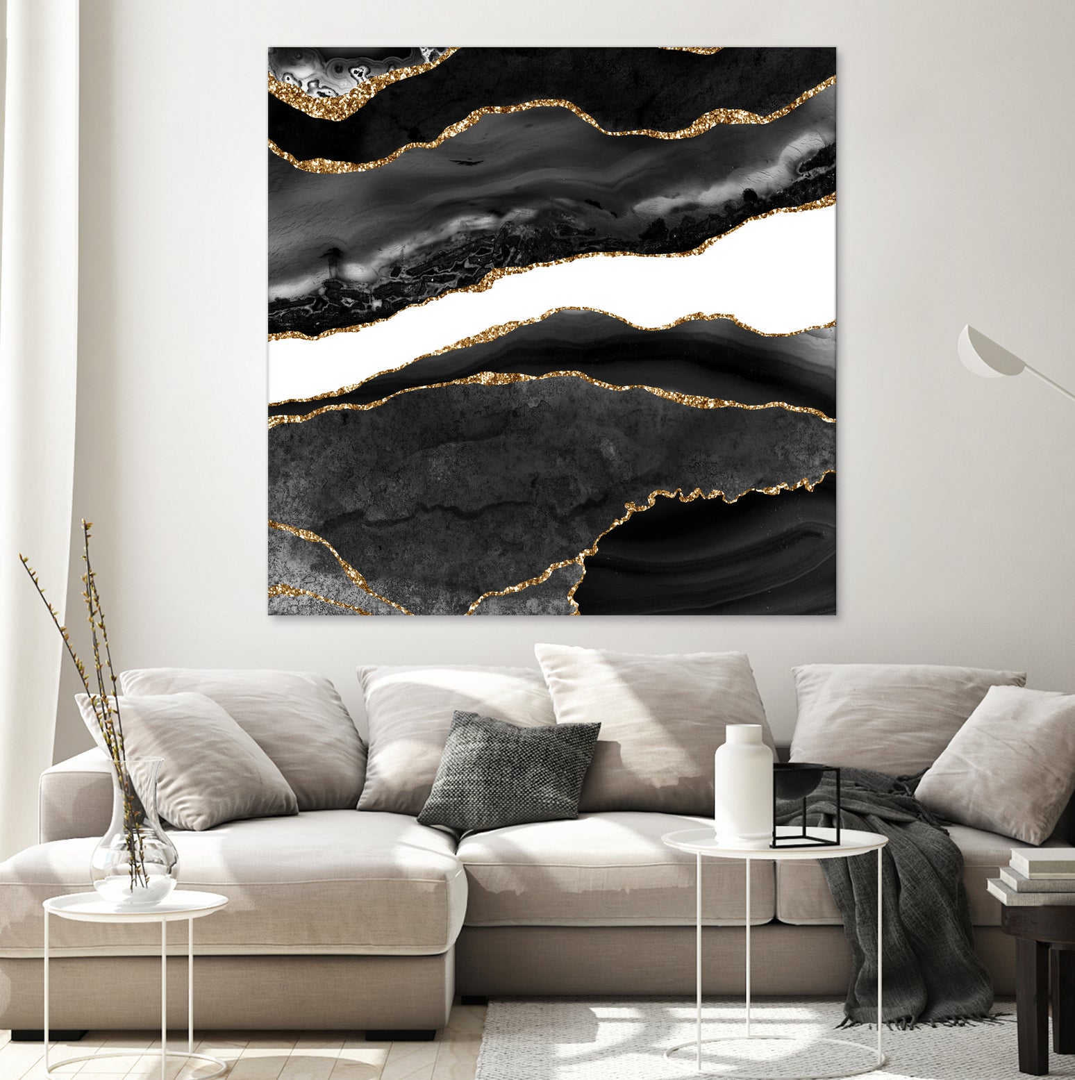 Black & Gold Agate Texture 08 by Isabel Muñoz on GIANT ART - black digital painting