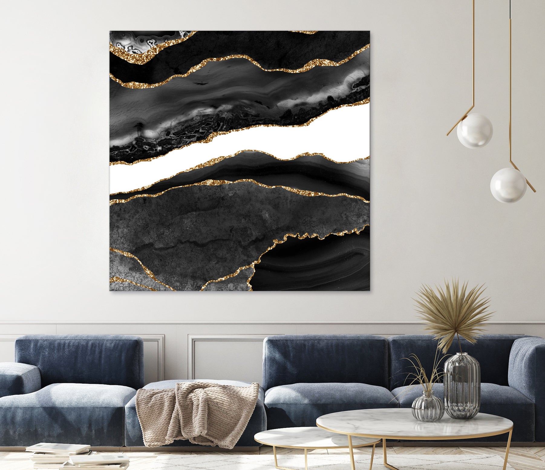 Black & Gold Agate Texture 08 by Isabel Muñoz on GIANT ART - black digital painting