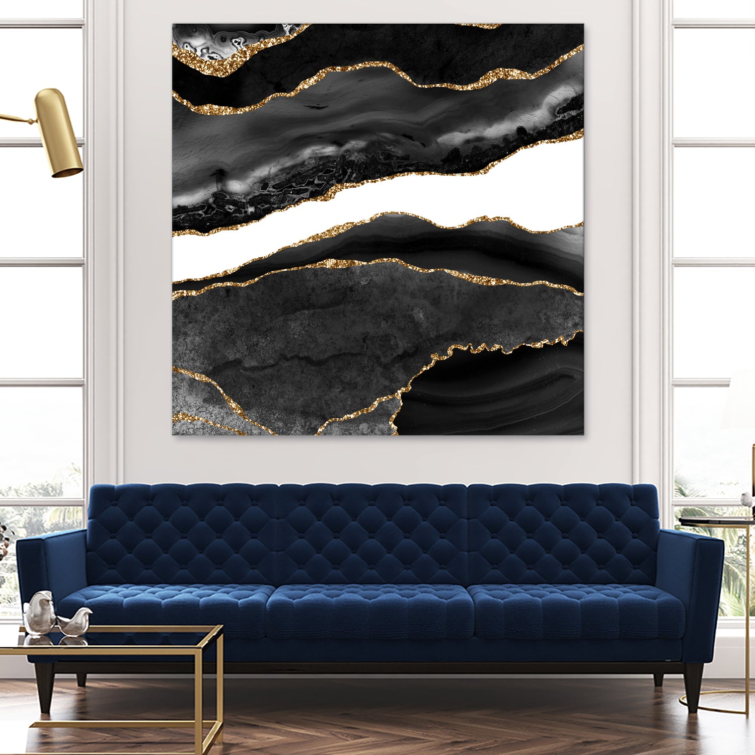 Black & Gold Agate Texture 08 by Isabel Muñoz on GIANT ART - black digital painting