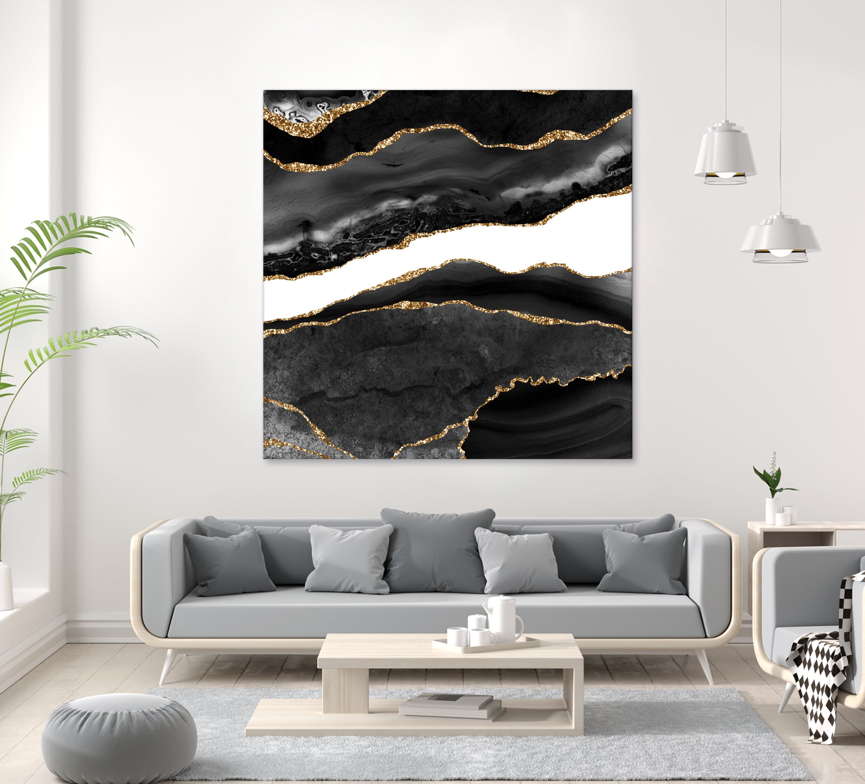 Black & Gold Agate Texture 08 by Isabel Muñoz on GIANT ART - black digital painting