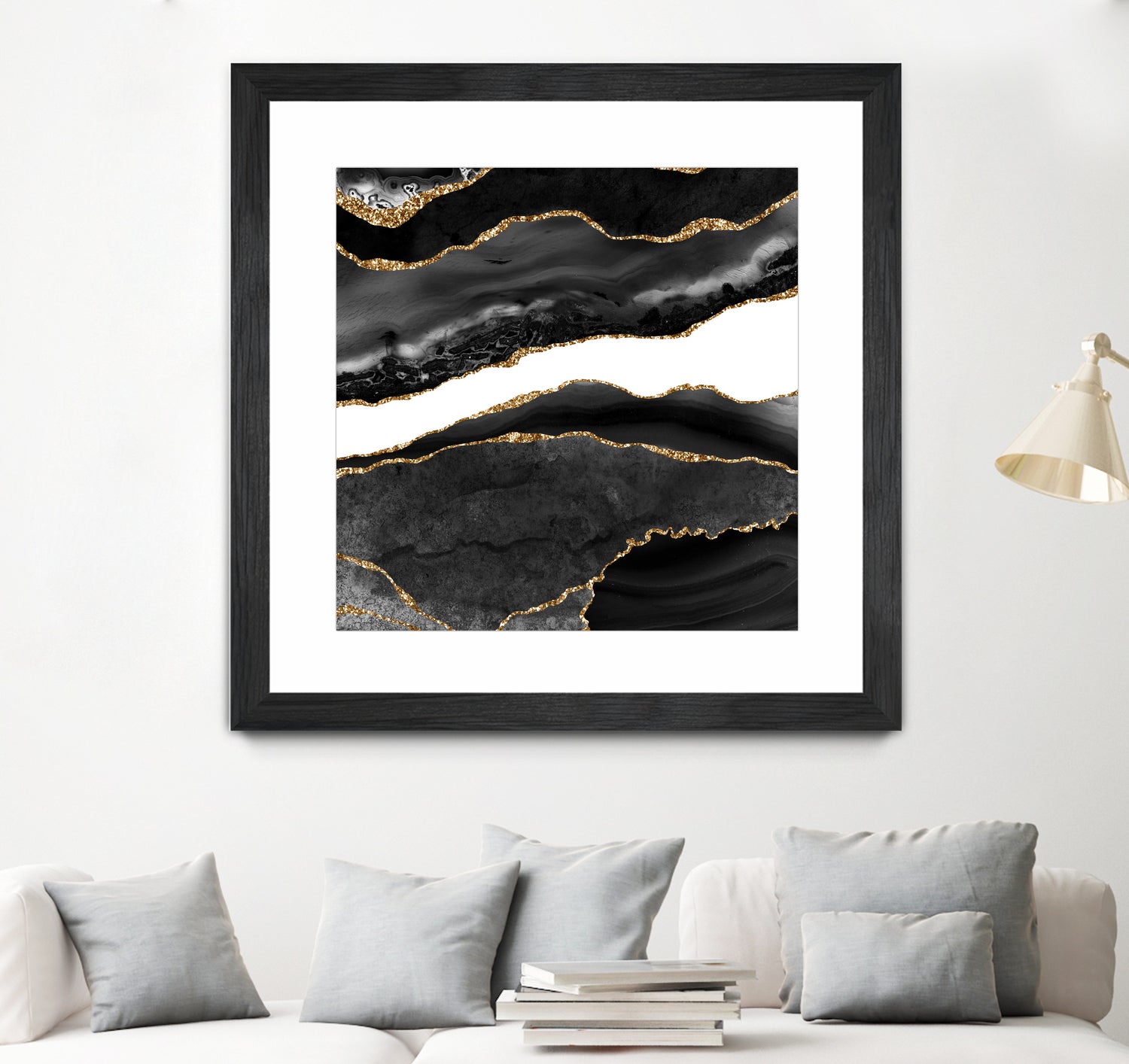 Black & Gold Agate Texture 08 by Isabel Muñoz on GIANT ART - black digital painting