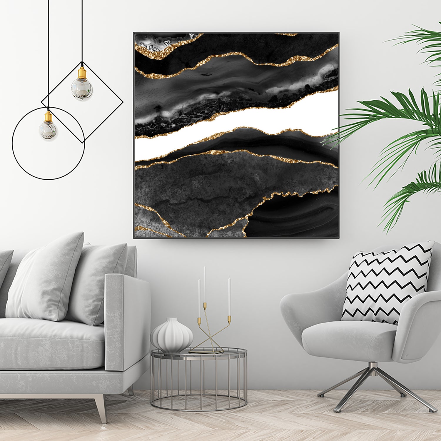 Black & Gold Agate Texture 08 by Isabel Muñoz on GIANT ART - black digital painting