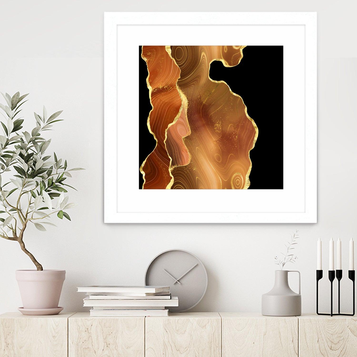 Orange Gold Agate Texture 03 by Isabel Muñoz on GIANT ART - orange digital painting