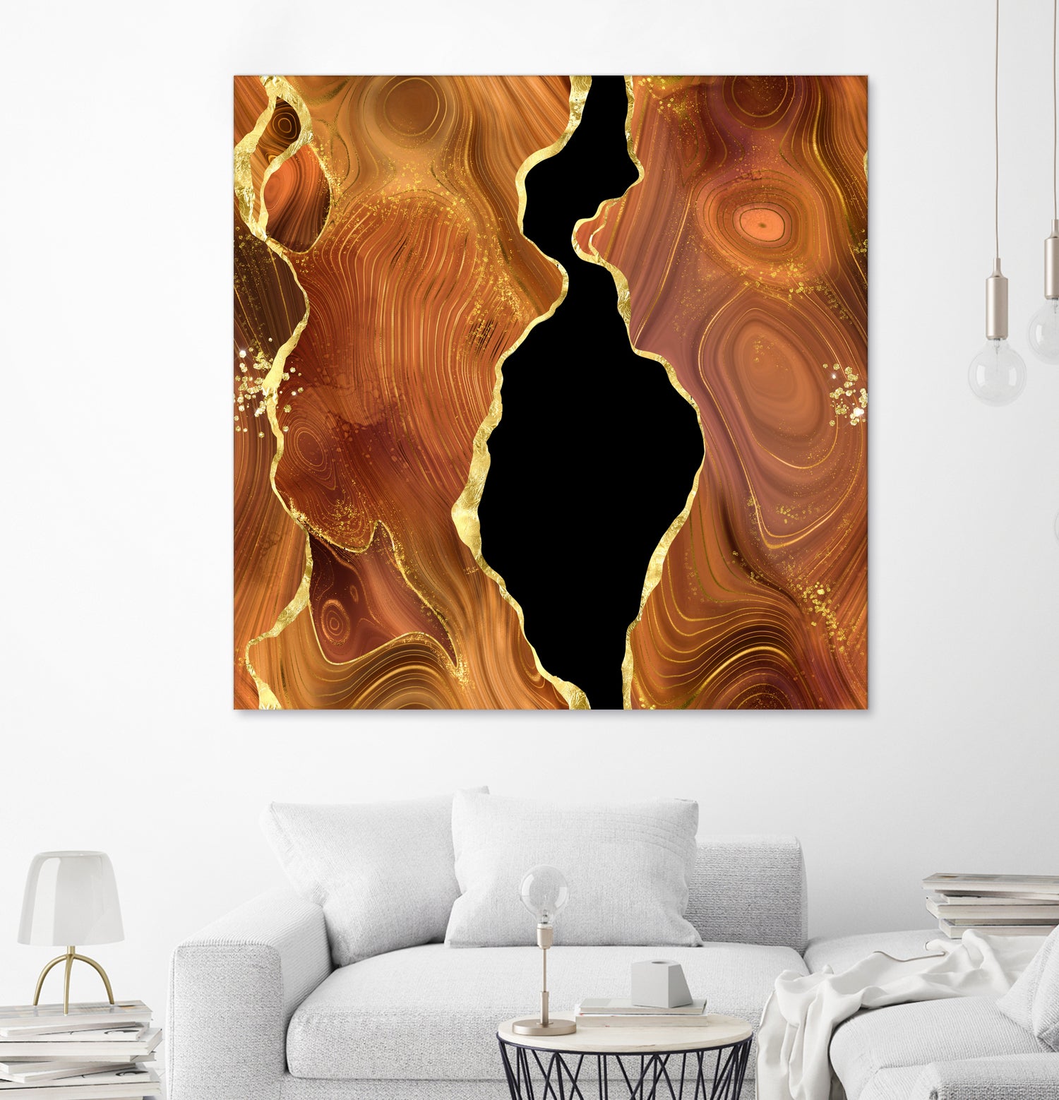 Orange Gold Agate Texture 04 by Isabel Muñoz on GIANT ART - orange digital painting